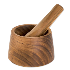 Mortero y Pilón de Madera Ecológicos Hechos a Mano, Herramienta Manual para Moler en la Cocina 119 - Product Image 6
