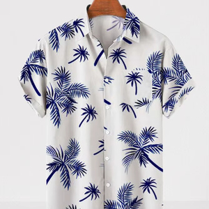 100% Poly Men's Casual Beech Wear Summer Shirt 300 Grams Breathable Quick Dry Eco-Friendly Short Sleeve Floral Print Design - Product Image 3