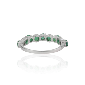 Nouvelle conception, bague demi-éternité minimaliste à coupe ronde avec pierres précieuses d'émeraude naturelle, bijoux fins pour occasions spéciales - Product Image 5