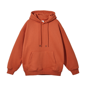 Sweat-shirt à capuche oversize pour homme, couleur unie, en molleton de coton, pull décontracté bleu avec poche, idéal pour l'automne - Product Image 4