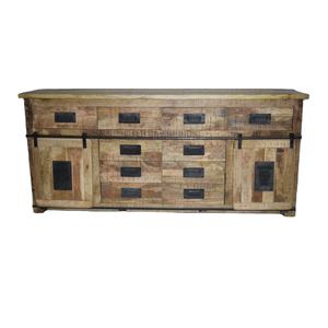 Industrial-Style Solid Mango Wood Multi-Drawer Sideboard Convertible Sliding Door for Home Living Room Hotel Workshop Hospital - Product Image 2