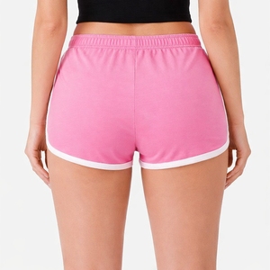 Shorts Deportivos de Cintura Alta para Mujer, Color Sólido, Cintura Elástica, Transpirables, de Secado Rápido, Estilo Hip Hop, 100% Poliéster, OEM Personalizado, 2 Piezas - Product Image 2