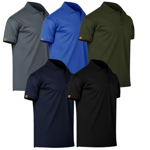 Camisa de Manga Corta para Hombre, Color Verde Oliva, Cuello Alto, Corte Regular, Tejido de Poliéster, Informal, Transpirable, Diseño Liso, 320g - Product Image 6