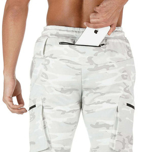 Men's <b>White</b> Camouflage Cargo <b>Jogger</b> Pants Elastic Waist Drawstring Multiple Pockets Lightweight Breathable Casual Fit - Product Image 2