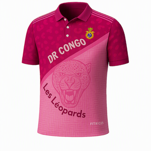 Camiseta Deportiva Transpirable de Poliéster y Elastano Estampada ODM para Hombre, Estampado de Leopardo Rojo y Azul, Manga Corta - Product Image 3