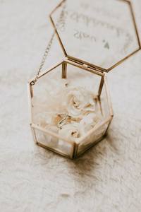 Customized <b>Hexagon</b> Glass Jewelry <b>Box</b> with Metal Frame, Decorative Storage Organizer Ring <b>Box</b> For Wedding <b>Gift</b> & Home use - Product Image 3
