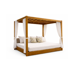 Ensemble de chaises longues en teck réglables ARTERRA, style moderne et luxueux, avec coussin, table et parasol pour mobilier de bord de piscine et de resort - Product Image 3