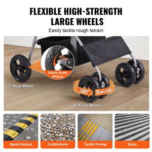 Passeggino per cani a 4 ruote con trasportino rimovibile e vano portaoggetti per cuccioli fino a 16 kg - Product Image 3