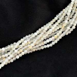Cuentas redondas microfacetadas de piedra lunar blanca natural de 2 mm, pequeñas cuentas de piedra lunar para la fabricación de joyas, piedras preciosas sueltas facetadas al por mayor. - Product Image 6