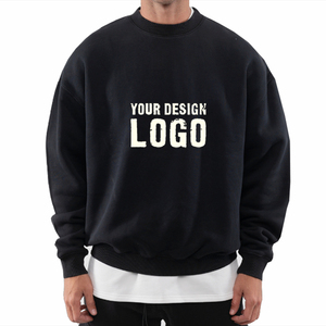 Sweat-shirts pour hommes surdimensionnés à col rond en molleton français épais, doublés 100% coton, à épaules tombantes, brodés, personnalisés, grandes tailles - Product Image 1