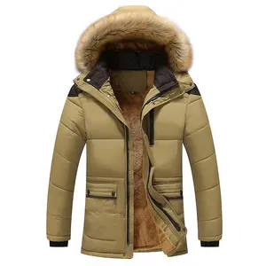 Manteaux d'hiver longs pour hommes, imperméables, coupe-vent, rembourrés, matelassés en coton, parkas avec capuche amovible - Product Image 5