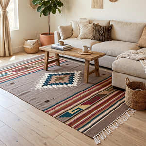 <b>Pastel</b> Cotton Kilim Area <b>Rug</b> for Nursery Kids Room Scandinavian Boho & Contemporary Interiors - Product Image 2