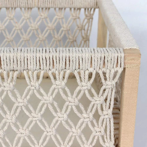 Set of 3 <b>Rectangular</b> Luxurious Macram Storage Hamper <b>Basket</b> Trays with Handles for Home Organization Decore Bedroom Living Room - Product Image 3