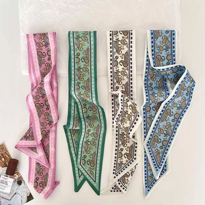 Pañuelo de seda fino para mujer, cinta de seda larga para el pelo, pequeños pañuelos para el cuello, cinta para asa de bolso con estampado Paisley, pañuelo para la cabeza, lazo para mujer 90cm*6cm - Product Image 2
