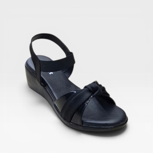 Sandales à talon compensé élégantes et confortables pour femmes, design nœud tendance, à enfiler, coussinets souples, antidérapantes, légères, pour usage quotidien, élégantes - Product Image 1