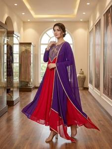 Premium Women's Traditional All Seasons Mul Chanderi Embroidered Kurta <b>Pant</b> Set with Cording <b>Sequin</b> Work & Designer Dupatta - Product Image 4