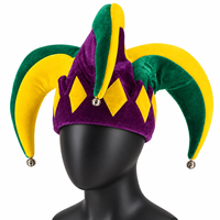 Chapeau de farsouille en peluche personnalisé violet, vert et or pour le Mardi Gras avec clochettes, chapeau de fête de carnaval pour adulte