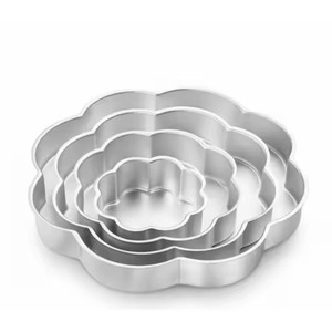 Silver Carbon Steel Round Nesting <b>Baking</b> Pan <b>Set</b> for Decorative Floral Pastries Eco-Friendly and Oven Safe - Product Image 1