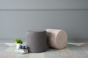 LUOOMA Minimalist Modern Dark Grey Ottoman Pouf Upholstery <b>Portable</b> Durable for Contemporary Living Spaces Bedroom Hotel Use - Product Image 2