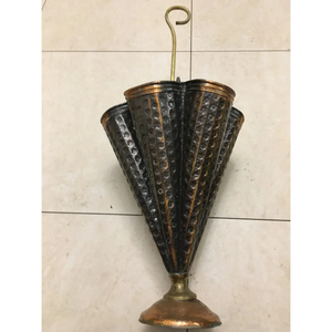 Vintage Style Brass And Copper Umbrella Stand Umbrella Shaped Metal Antique Finish <b>Hammered</b> Texture Cane <b>Holder</b> Home Decor - Product Image 1