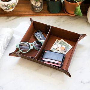 Boîte de rangement décorative en cuir véritable de qualité supérieure, plateau de rangement pour table basse, organiseur de vanité pour la décoration de la maison GLTY-0009 - Product Image 2