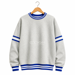 Cosh เสื้อสเวตเชิ้ตแขนยาวคอกลมแขนยาวแบบถักลายทางสีเทาน้ำเงินขาว - Product Image 5