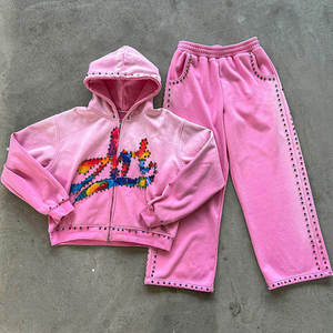 Stylish <b>Sparkly</b> Rhinestone Tracksuit for Women Slim Fit Rhinestone Hoodie and Pants <b>Set</b> Comfortable Trendy Streetwear <b>Two</b> <b>Piece</b> - Product Image 1