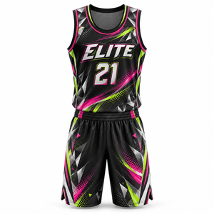 Ensemble d'uniformes de basketball personnalisés, maillot et short sublimés, col en U profond, vêtements de sport d'équipe en gros - Product Image 1