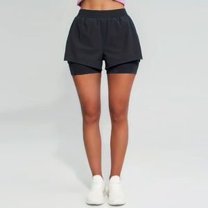 Shorts Deportivos Premium para Mujer, Doble Capa, Cintura Alta, Tela Transpirable, para Entrenamiento, Gimnasio, Proveedor OEM - Product Image 1