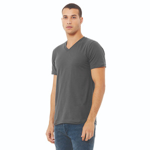 T-shirt à manches courtes col en V pour homme, couleur unie, décontracté, en coton tricoté, pour l'été - Product Image 2