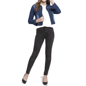 Chaqueta vaquera corta para mujer, la más cómoda, de color personalizado, con lavado desgastado y estampado en el hombro, estilo streetwear para el día a día, suministro al por mayor - Product Image 6