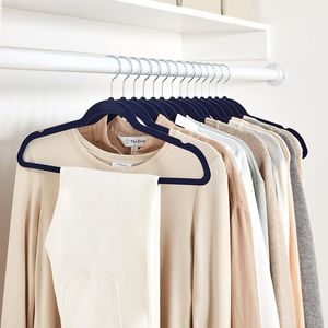 ไม้แขวนเสื้อกำมะหยี่สีน้ำเงินกรมท่า/สีเงินแบบบาง ไม่ลื่น แพ็ค 50 ชิ้น สำหรับแขวนเสื้อผ้า - Product Image 2