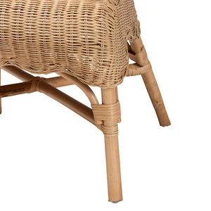 Handmade Natural Rattan <b>Chair</b> Wicker Armchair With Wide Curved Back And Cushion <b>For</b> Living Room <b>Bedroom</b> Home Furniture - Product Image 4