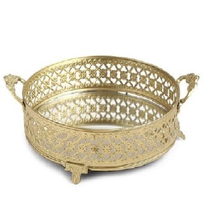 Modern Irregular <b>Mirrored</b> Metal Storage <b>Tray</b> for Jewelry Display on Table Minimalist Design Easy to Clean Single Tier - Product Image 5