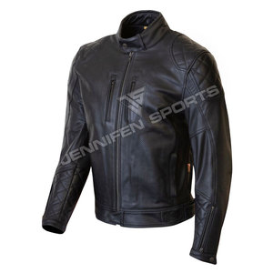 Veste de motard en cuir de vachette véritable de haute qualité pour hommes, coupe ajustée, coupe-vent, imperméable, avec poches zippées, vente en gros - Product Image 2
