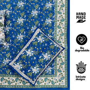 Super Soft Premium Grade Floral Jaipuri Indian Pigment Printed Organic Cotton Folded Bedsheet Set Breathable 200TC <b>King</b> <b>Size</b> - Product Image 1