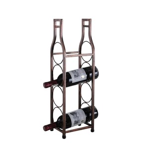 Organisateur de bouteilles de vin en métal décoratif, finition bronze rustique, support vertical pour 4 bouteilles de vin - Product Image 1