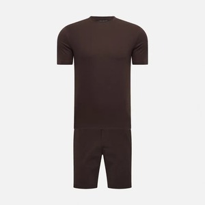 2026 hot selling Men's Premium Mercerized Cotton T Shirt with Shorts 2 Piece Casual Streetwear <b>Set</b> Custom Logo Wholesale - Product Image 3