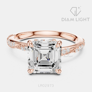 Bague élégante en diamant de laboratoire taille Asscher 2,66 carats en or blanc 14 carats, certifiée IGI, couleur F+, clarté VS+, bijoux fins pour femmes - Product Image 3