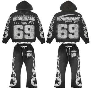 ชุดวอร์ม Born Daemon Fleece Solid 2 1 แบบมีฮู้ด ซิป กระดุม  ขายาว  โลโก้ปัก  สตรีทแวร์  ยูนิเซ็กส์  สำหรับผู้ใหญ่  ฤดูหนาว - Product Image 5