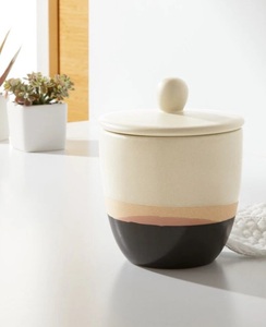 Contemporary Dual Tone <b>Storage</b> Canister Smooth Matte Finish Airtight Lid Elegant <b>Kitchen</b> Countertop Organizer Canister - Product Image 2