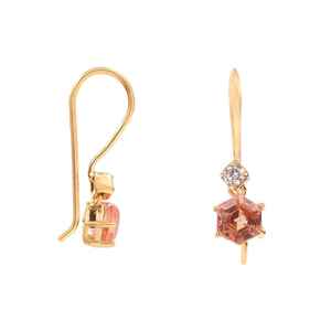 Boucles d'oreilles pendantes en saphir Padparadscha, hexagone pêche, argent sterling 925 plaqué or, bijoux fins pour femmes, cadeau - Product Image 3