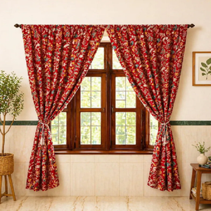 Panneau de rideau en coton botanique avec motif imprimé bohème pour la décoration intérieure du salon et de la chambre - Product Image 1
