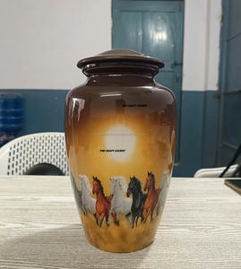 Urnes funéraires en aluminium personnalisées pour adultes, motif chevaux, grande taille, pour cendres humaines, souvenirs commémoratifs, fournitures funéraires américaines, vente en gros - Product Image 2