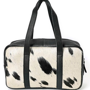 Sac de voyage en cuir véritable à poils, style vintage, grande capacité, avec fermeture éclair, portable, unisexe LHDB-0009 - Product Image 6