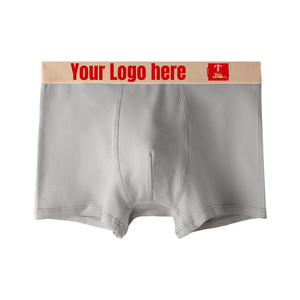 Calzoncillos Bóxer de Algodón Puro para Hombre, Cintura Media, Color Sólido, Transpirables, Tejido de Punto, Logotipo Personalizable - Product Image 4
