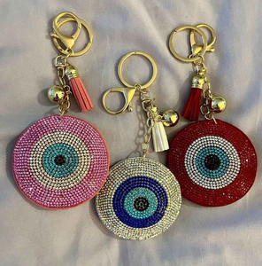 Llavero de cuentas redondo, amuleto para bolso, colgante azul y rojo, con bordado personalizado, hecho a mano, ojo turco, de cuentas de vidrio - Product Image 3