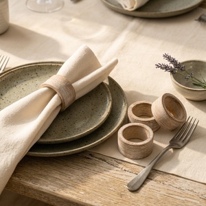 Whitewashed Wooden Napkin <b>Rings</b> Set Handcrafted Modern Eco-Friendly Durable Serviette Holders Wedding Party Table Decor Hotel - Product Image 5