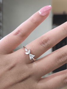 Pear Cut Lab Grown Diamond <b>Engagement</b> <b>Ring</b> 0.60 Ct IGI Certified 14K Gold Leaf <b>Inspired</b> Bypass Solitaire <b>Nature</b> Design Fine - Product Image 1