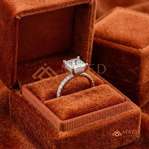 Princess Cut Diamond Engagement <b>Ring</b> with Pavé Setting Classic <b>Solitaire</b> Style – 925 Sterling <b>Silver</b> Wedding Bridal Jewelry <b>Ring</b> - Product Image 4